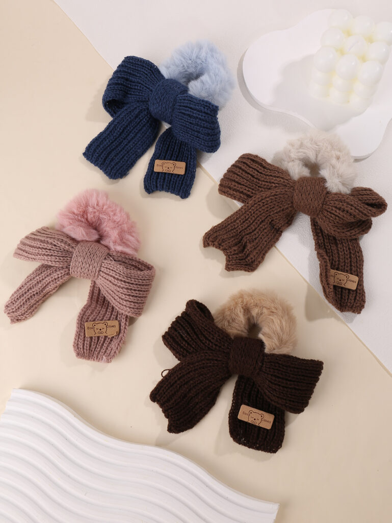 1 Piece Wool Bow Plush Hair Ring