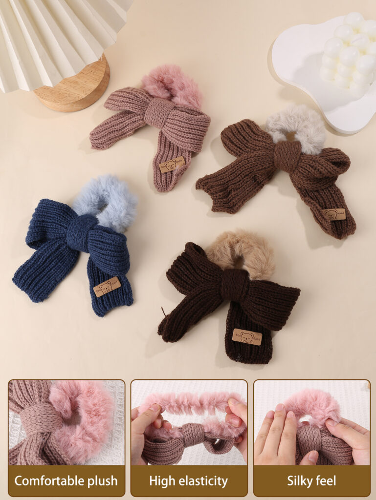 1 Piece Wool Bow Plush Hair Ring