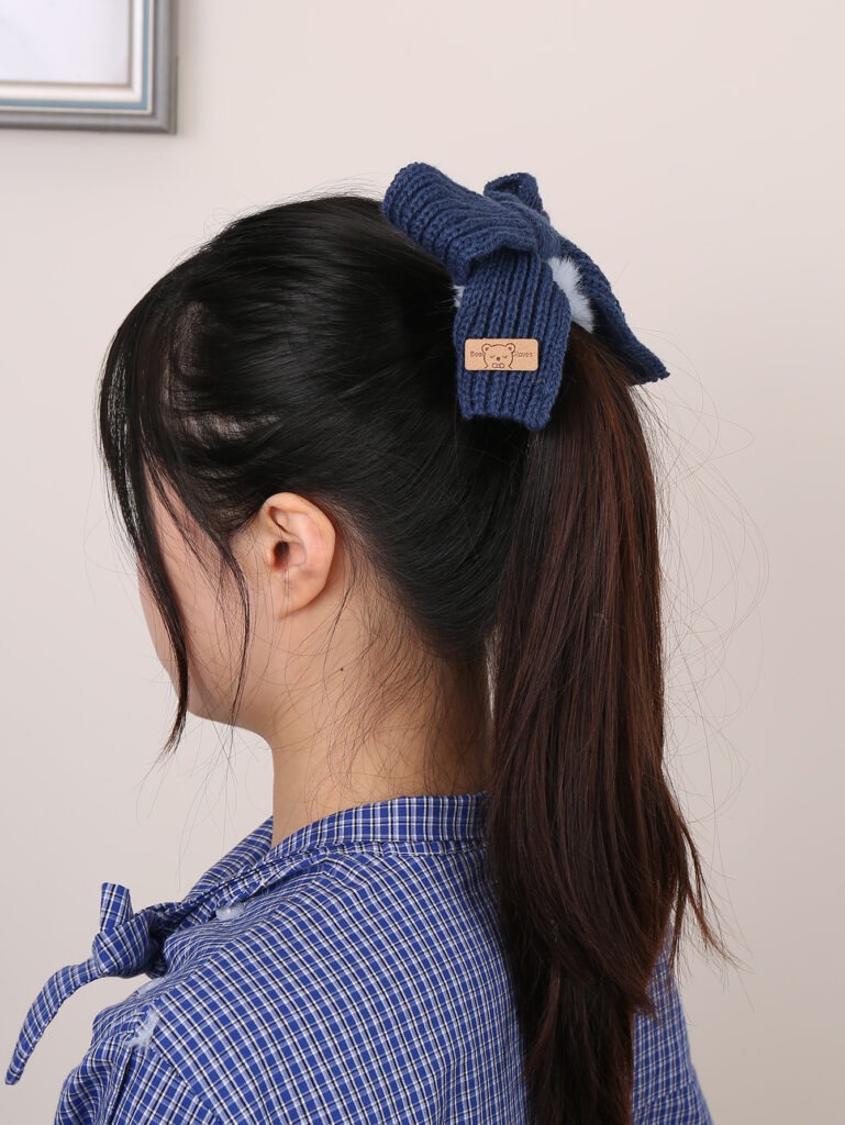 1 Piece Wool Bow Plush Hair Ring