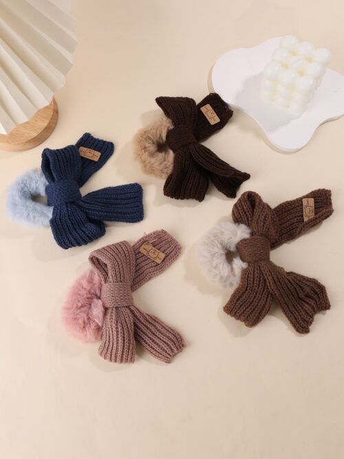 1 Piece Wool Bow Plush Hair Ring