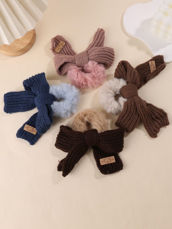 1 Piece Wool Bow Plush Hair Ring