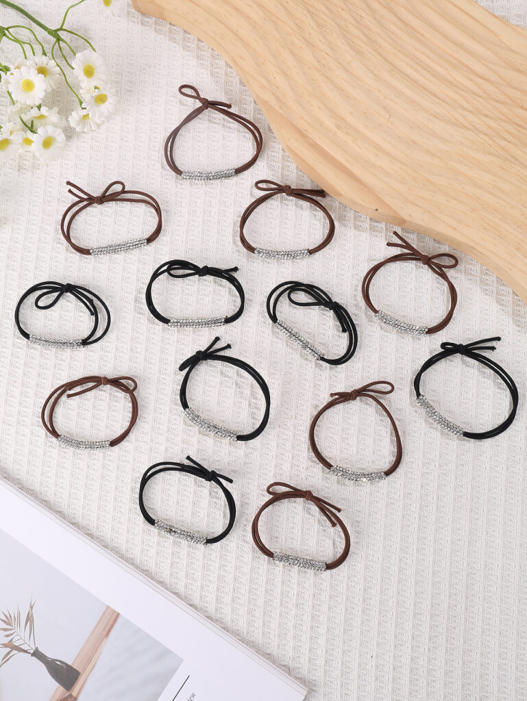 10pcs Sparkling Rhinestone Elastic Hair Ties 