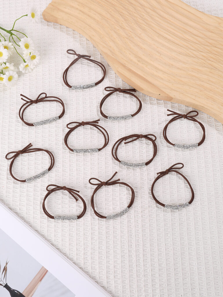 10pcs Sparkling Rhinestone Elastic Hair Ties 