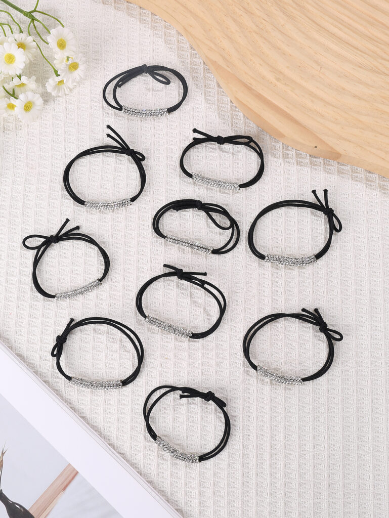 10pcs Sparkling Rhinestone Elastic Hair Ties 