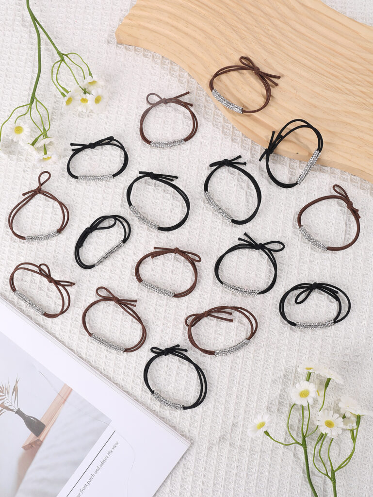 10pcs Sparkling Rhinestone Elastic Hair Ties 