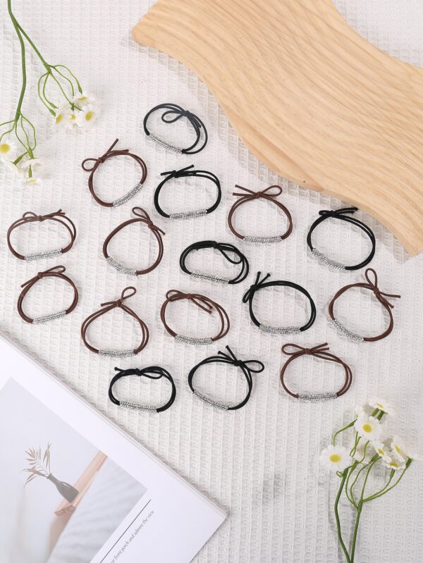 10pcs Sparkling Rhinestone Elastic Hair Ties