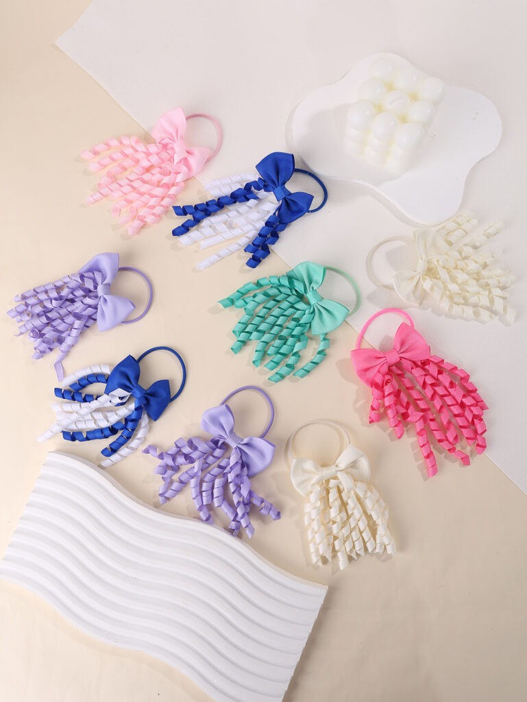 2 Pack Rubber Band Curly Bow Hair Rope 