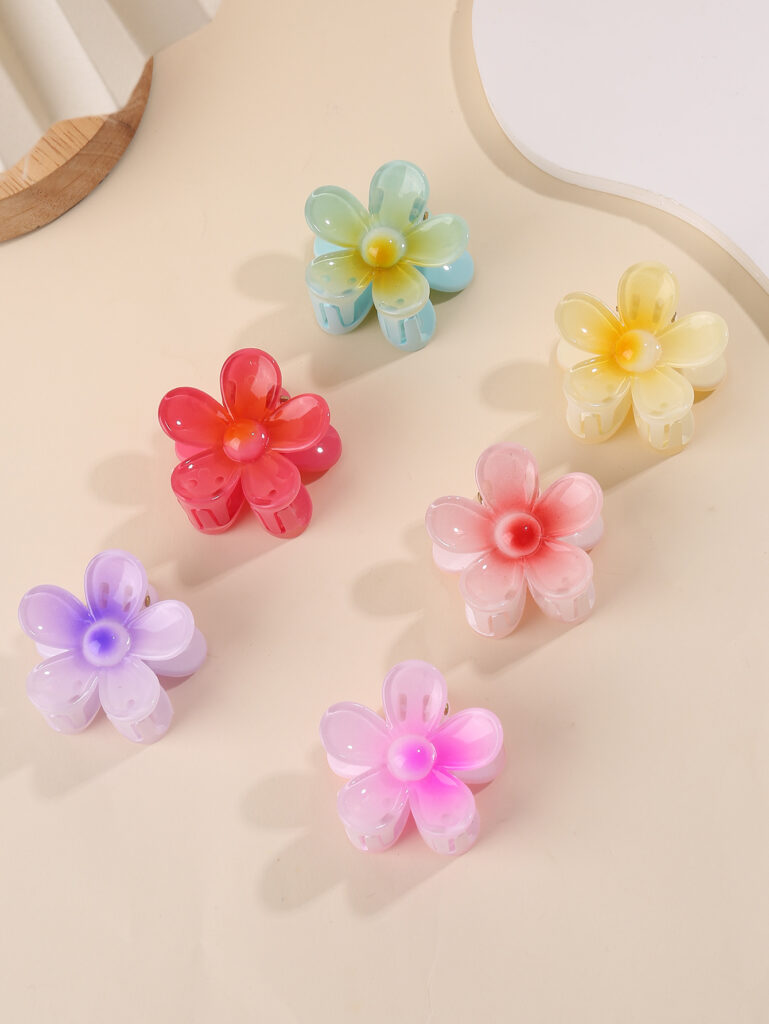 6 Pack Colorful Flower Hairpin 