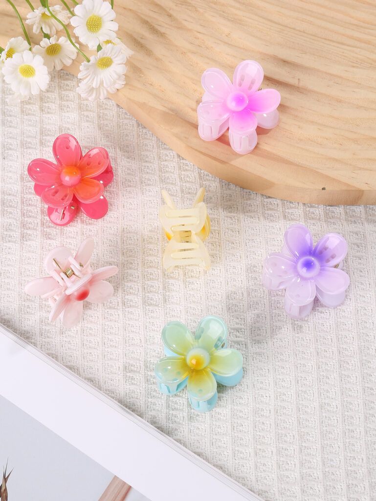 6 Pack Colorful Flower Hairpin