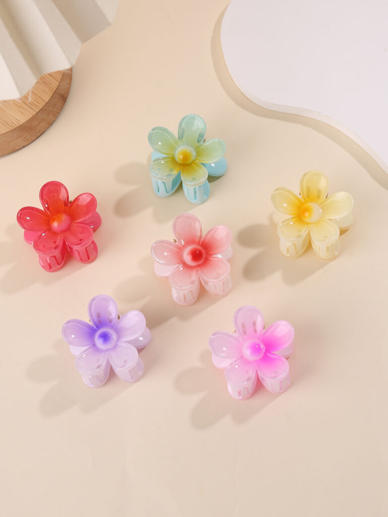 6 Pack Colorful Flower Hairpin 