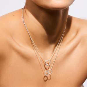 Heart-shaped silver necklace