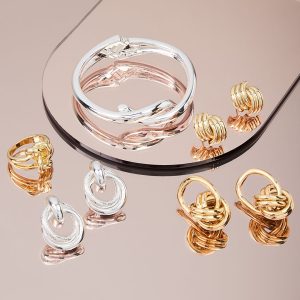 Silver rings, silver and gold earrings